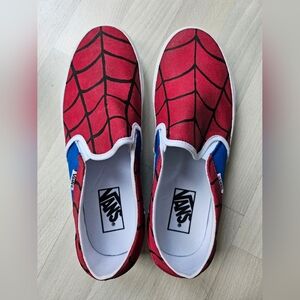 Hand painted spiderman personalized Vans slip on sneakers size 10